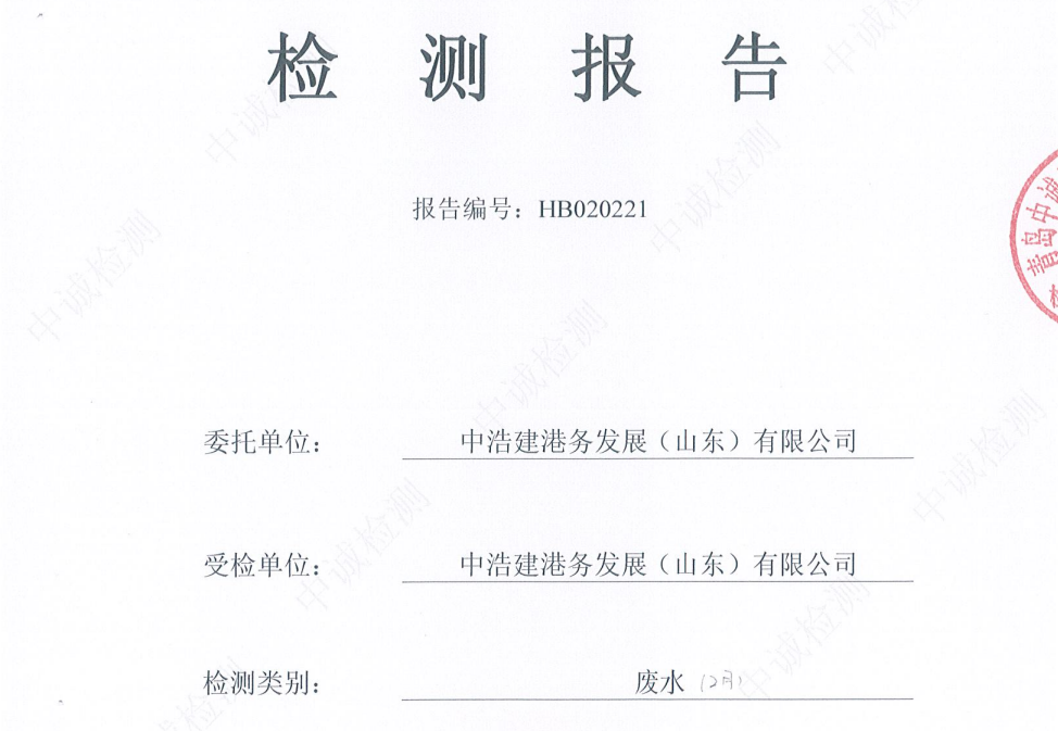中浩建港务发展(山东)有限公司2026年2、3月份环境检测报告(废水)
