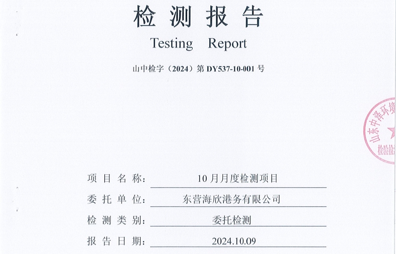东营海欣港务有限公司-10月份环境检测报告（9-11泊位有组织）
