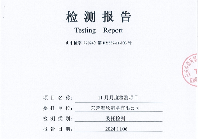 东营海欣港务有限公司-11月份环境检测报告（17-20泊位有组织）