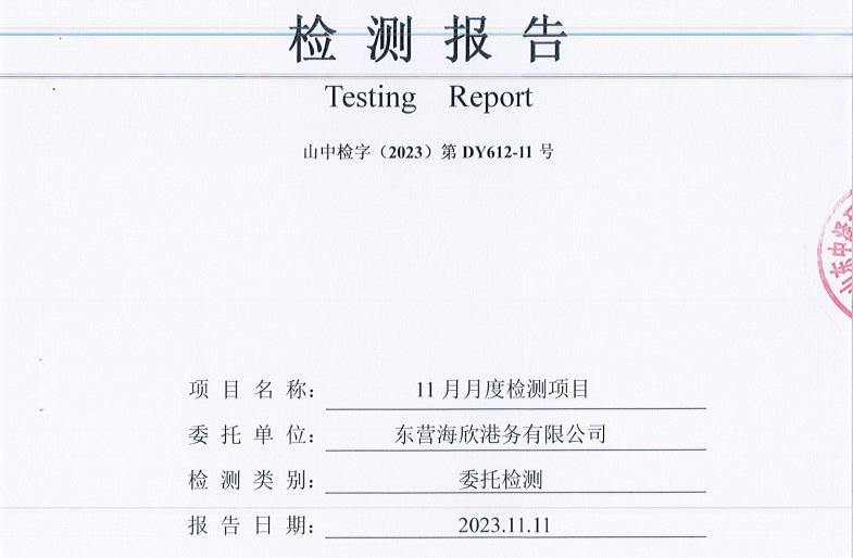 东营海欣仓储有限公司-11月份环境检测报告（有组织废气）